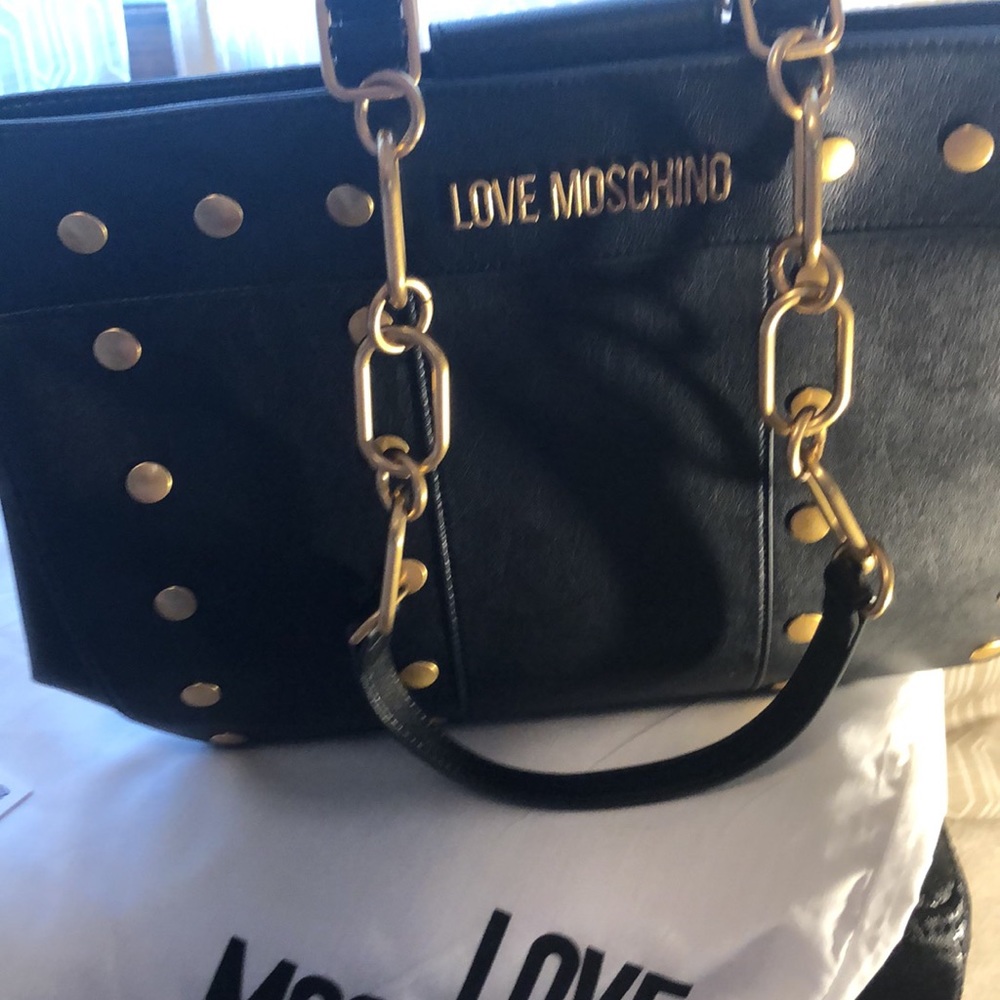 LoveMoschino Black Handbag with Gold Accents - Picture 2 of 6